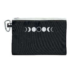 Moon Phases, Eclipse, Black Canvas Cosmetic Bag (large)