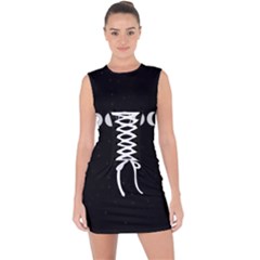 Moon Phases, Eclipse, Black Lace Up Front Bodycon Dress by nateshop