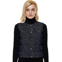 Simple Starry Sky, Alone, Black, Dark, Nature Women s Button Up Puffer Vest by nateshop