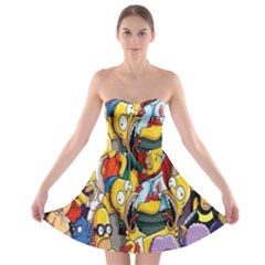 The Simpsons, Cartoon, Crazy, Dope Strapless Bra Top Dress by nateshop