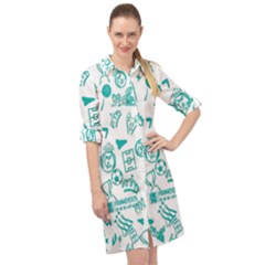 Background, Pattern, Sport Long Sleeve Mini Shirt Dress by nateshop