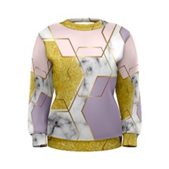 Geometric , Geometric, Gold, Marble, Pattern, Pink, Purple, Women s Sweatshirt by nateshop