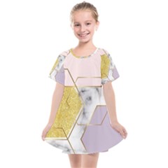 Geometric , Geometric, Gold, Marble, Pattern, Pink, Purple, Kids  Smock Dress by nateshop