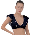 Heart, Background Plunge Frill Sleeve Bikini Top