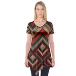 Fabric Abstract Pattern Fabric Textures, Geometric Short Sleeve Tunic 