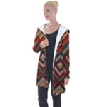 Fabric Abstract Pattern Fabric Textures, Geometric Longline Hooded Cardigan