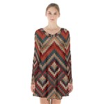 Fabric Abstract Pattern Fabric Textures, Geometric Long Sleeve Velvet V-neck Dress