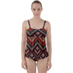 Fabric Abstract Pattern Fabric Textures, Geometric Twist Front Tankini Set