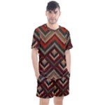 Fabric Abstract Pattern Fabric Textures, Geometric Men s Mesh T-Shirt and Shorts Set