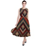 Fabric Abstract Pattern Fabric Textures, Geometric Round Neck Boho Dress