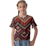Fabric Abstract Pattern Fabric Textures, Geometric Kids  Cuff Sleeve Scrunch Bottom T-Shirt