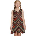 Fabric Abstract Pattern Fabric Textures, Geometric Kids  Sleeveless Tiered Mini Dress