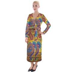 Pattern, Abstract Pattern, Colorful, Velvet Maxi Wrap Dress by nateshop