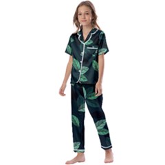 Foliage Kids  Satin Short Sleeve Pajamas Set