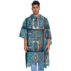 Texture Pattern Abstract Colorful Digital Art Men s Hooded Rain Ponchos by Ndabl3x