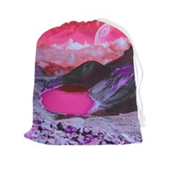 Late Night Feelings Aesthetic Clouds Color Manipulation Landscape Mountain Nature Surrealism Psicode Drawstring Pouch (2xl) by Cemarart