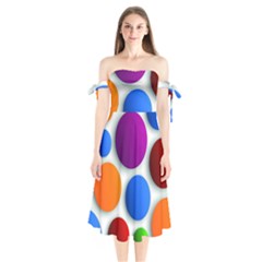 Abstract Dots Colorful Shoulder Tie Bardot Midi Dress by nateshop