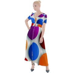 Abstract Dots Colorful Button Up Short Sleeve Maxi Dress by nateshop