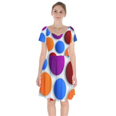 Abstract Dots Colorful Short Sleeve Bardot Dress by nateshop