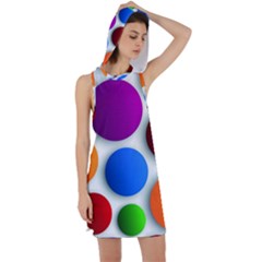 Abstract Dots Colorful Racer Back Hoodie Dress