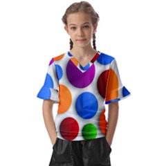 Abstract Dots Colorful Kids  V-neck Horn Sleeve Blouse by nateshop