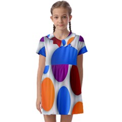 Abstract Dots Colorful Kids  Asymmetric Collar Dress