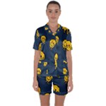 Aesthetic, Blue, Mr, Patterns, Yellow, Tumblr, Hello, Dark Satin Short Sleeve Pajamas Set
