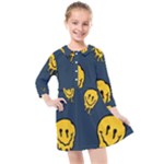 Aesthetic, Blue, Mr, Patterns, Yellow, Tumblr, Hello, Dark Kids  Quarter Sleeve Shirt Dress