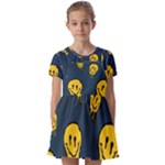 Aesthetic, Blue, Mr, Patterns, Yellow, Tumblr, Hello, Dark Kids  Short Sleeve Pinafore Style Dress