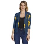 Aesthetic, Blue, Mr, Patterns, Yellow, Tumblr, Hello, Dark Women s Draped Front 3/4 Sleeve Shawl Collar Jacket