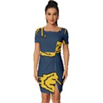 Aesthetic, Blue, Mr, Patterns, Yellow, Tumblr, Hello, Dark Fitted Knot Split End Bodycon Dress