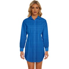 Blue Abstract, Background Pattern, Texture Womens Long Sleeve Shirt Dress