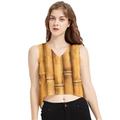 Brown Bamboo Texture  V-neck Cropped Tank Top by nateshop