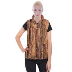 Brown Wooden Texture Women s Button Up Vest by nateshop