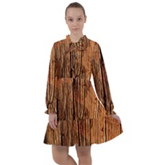 Brown Wooden Texture All Frills Chiffon Dress by nateshop