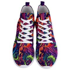 Colorful Floral Patterns, Abstract Floral Background Men s Lightweight High Top Sneakers by nateshop
