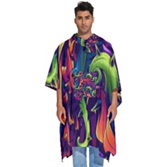 Colorful Floral Patterns, Abstract Floral Background Men s Hooded Rain Ponchos by nateshop