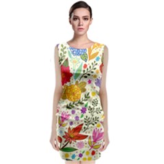 Colorful Flowers Pattern, Abstract Patterns, Floral Patterns Classic Sleeveless Midi Dress by nateshop