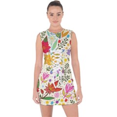 Colorful Flowers Pattern, Abstract Patterns, Floral Patterns Lace Up Front Bodycon Dress by nateshop