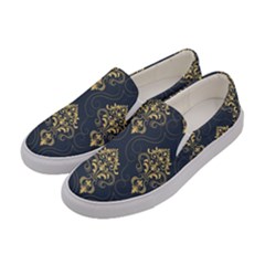 Floral Damask Pattern Texture, Damask Retro Background Women s Canvas Slip Ons by nateshop