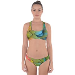 Parrot Feathers Texture Feathers Backgrounds Cross Back Hipster Bikini Set by nateshop