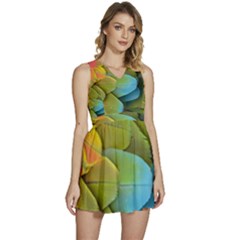 Parrot Feathers Texture Feathers Backgrounds Sleeveless High Waist Mini Dress by nateshop