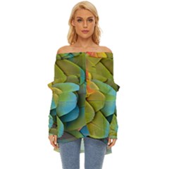 Parrot Feathers Texture Feathers Backgrounds Off Shoulder Chiffon Pocket Shirt by nateshop