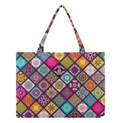 Pattern, Colorful, Floral, Patter, Texture, Tiles Medium Tote Bag by nateshop