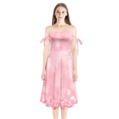 Pink Glitter Background Shoulder Tie Bardot Midi Dress by nateshop
