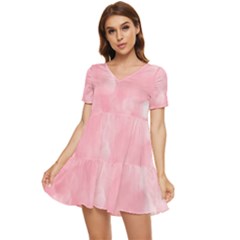 Pink Glitter Background Tiered Short Sleeve Babydoll Dress by nateshop