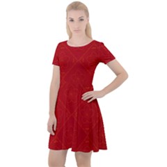 Red Chinese Background Chinese Patterns, Chinese Cap Sleeve Velour Dress  by nateshop