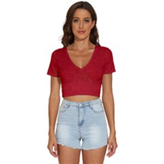 Red Chinese Background Chinese Patterns, Chinese V-neck Crop Top by nateshop