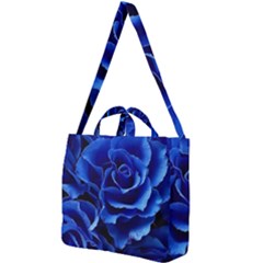 Blue Roses Flowers Plant Romance Blossom Bloom Nature Flora Petals Square Shoulder Tote Bag by Proyonanggan