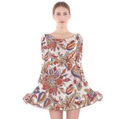 Retro Paisley Patterns, Floral Patterns, Background Long Sleeve Velvet Skater Dress by nateshop